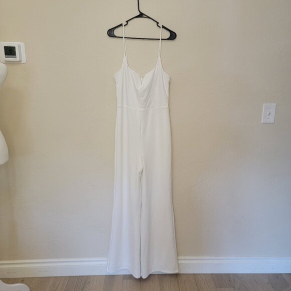 Lulus Cheers to Chic Ivory Sleeveless Jumpsuit Wide Leg Stretchy, Size L - Picture 3 of 8
